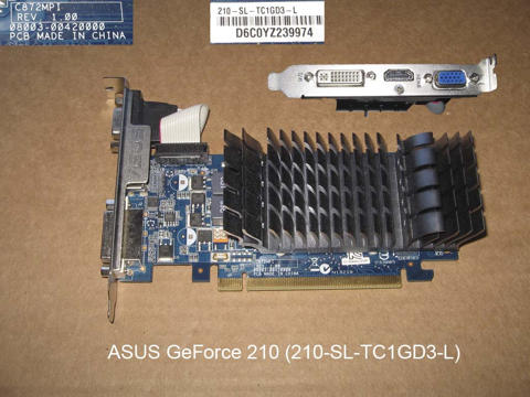 Видеокарта для настольных компьютеров  ASUS GeForce 210 (210-SL-TC1GD3-L)
. УВЕЛИЧИТЬ